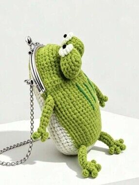 Crochet Frog Crossbody Purse NEW